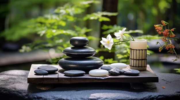 masaje de jardín zen al aire libre pacífico