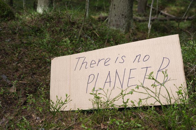 Masaje sin plástico en cartel en el bosque