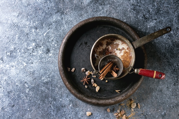 Masala chai com ingredientes