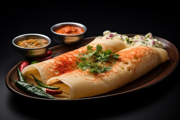 Foto masala dosa tradicional de bangalore comida del sur de la india masala dossa fotografía de imágenes