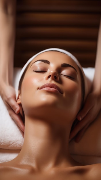 Masca de peeling facial spa tratamento de beleza cuidado da pele Mulher recebendo cuidado facial por esteticista em spa