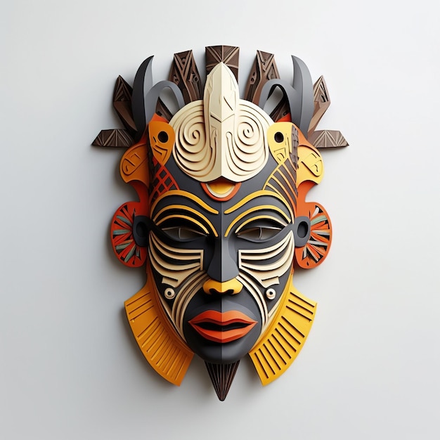 Máscara africana tradicional no fundo branco