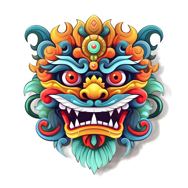 máscara barong balinesa máscara de dança do leão chinês ilustração de máscara japonesa