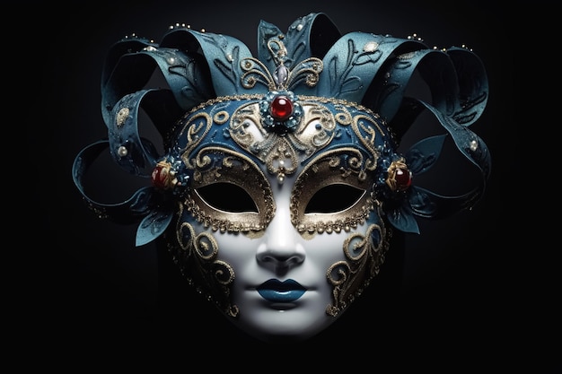 Máscara de carnaval de Venecia sobre un fondo oscuro Generativo Ai