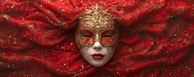Máscara de carnaval veneciana en fondo oscuro Concepto de fiesta de carnaval Templo de fondo festivo