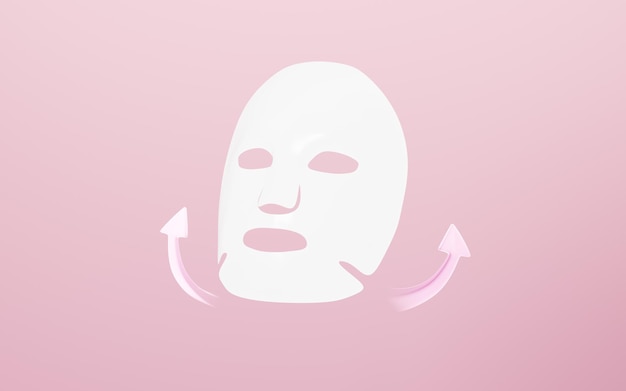 Máscara para el cuidado de la piel facial máscara hidratante máscara blanqueadora máscara publicitaria concepto de cuidados de la piel renderizado en 3D