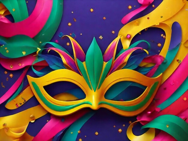 Foto máscara de carnaval confete mardi gras fundo melhor qualidade hiperrealista modelo de imagem de papel de parede