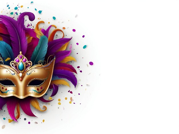 Foto máscara de carnaval confete mardi gras fundo melhor qualidade hiperrealista modelo de imagem de papel de parede