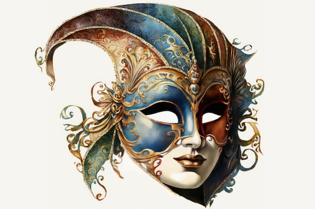 Máscara de carnaval de Veneza criada com tecnologia de IA generativa