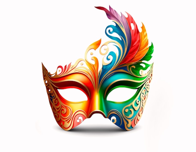 Foto máscara de carnaval e brilhos em fundo branco