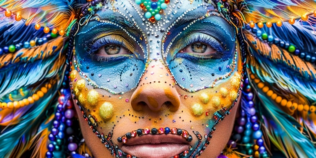 Máscara de Carnaval Venetiana Vibrante e Luzes BokehxA