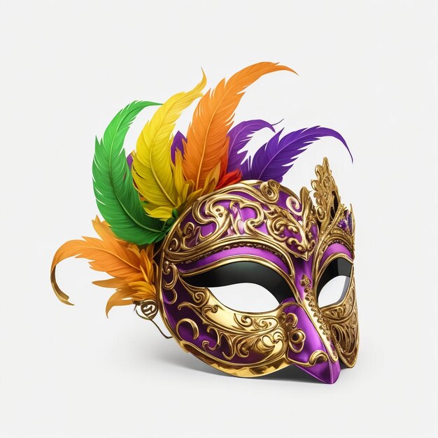 Máscara de carnaval veneziana isolada em branco