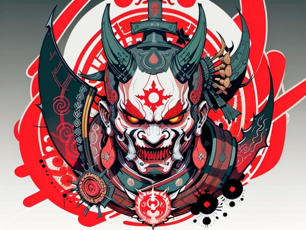 Máscara de estilo Hannya da obra-prima do ilustrador 0mib de alta qualidade 8k de alta resolução