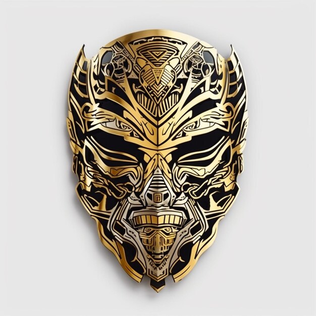 Foto máscara dourada vetorial 3d em fundo branco