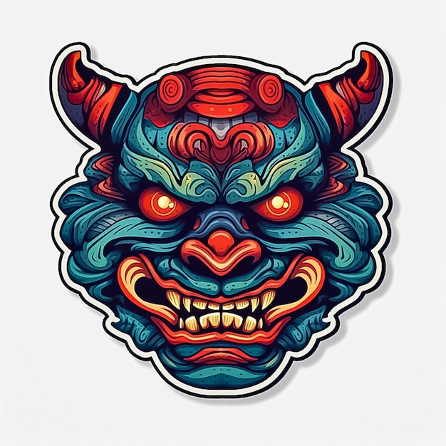 Máscara Evil Oni con intrincado diseño de tatuaje generado por IA