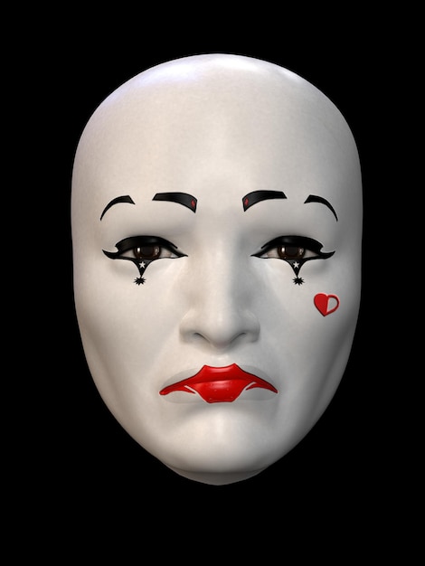 Foto máscara. expresiones faciales y emociones. ilustraciones 3d