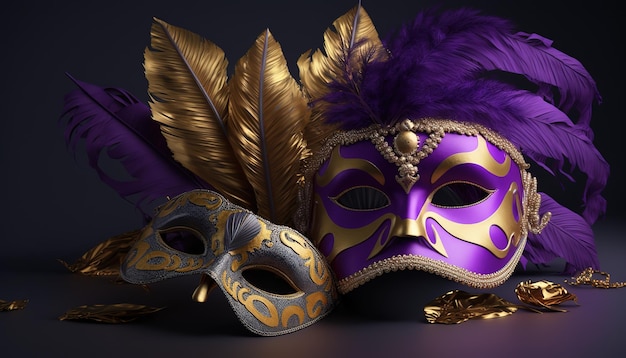 Máscara festiva de carnaval sobre un fondo morado Hermoso con diseño para el carnaval de Brasil Feliz Carnaval Brasil Carnaval de América del Sur AI