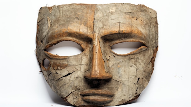 Máscara de madera con cara tallada