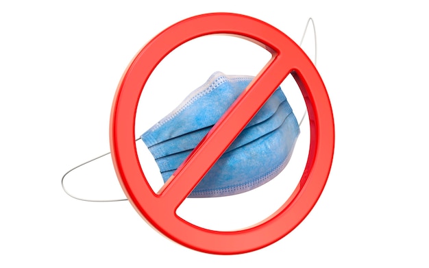 Máscara médica con señal de renderizado 3D prohibido