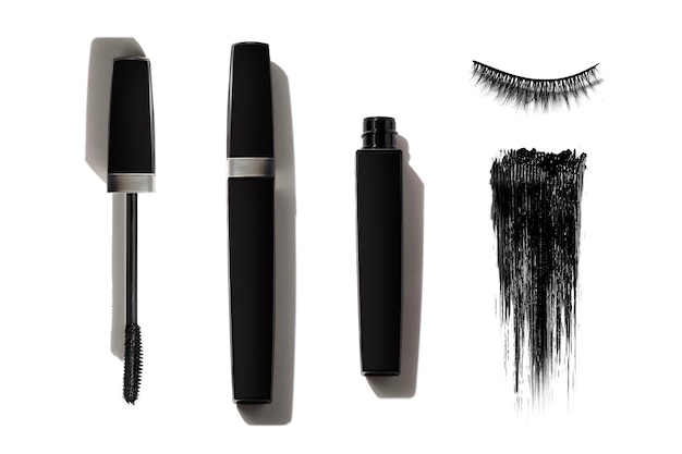 mascara para pestañas con pincel y tubo de botella maquillaje cosmético para la marca de maqueta de producto