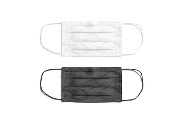 Máscara de protección médica en blanco y negro Filtro de protección contra la enfermedad o el virus de la corona Respiración clara