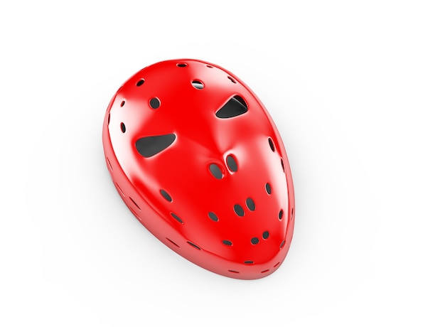 Máscara roja sobre fondo blanco, ilustración 3d