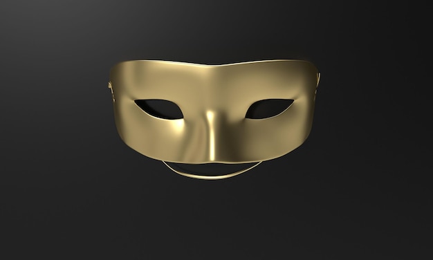 Máscara rosto dourado amarelo cor símbolo decoração ornamento fantasia de carnaval festa baile de máscaras mistério fantasia veneziana veneza moda teatral segredo ópera show divertido fundo preto renderização 3d