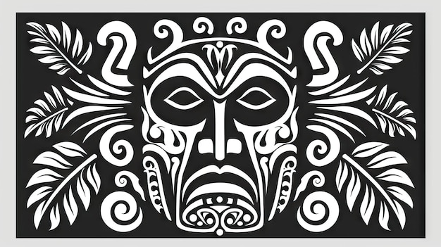 Máscara tribal Ilustración vectorial en colores blanco y negro