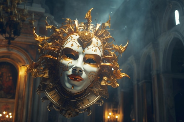 Máscara veneziana iluminação cinematográfica carnaval é aqui estilo realismo