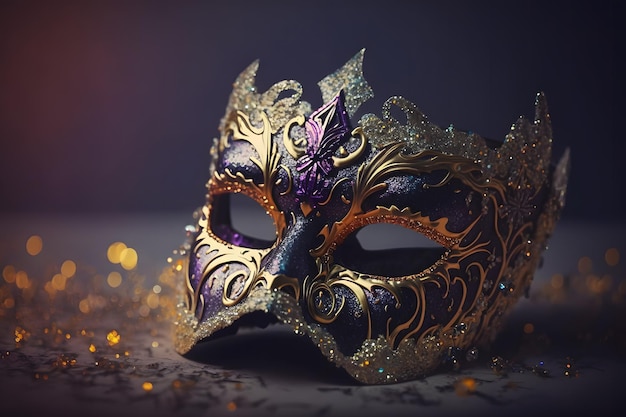 Mascarada de lujo Máscara de carnaval veneciano Teatro femenino Red neuronal IA generada
