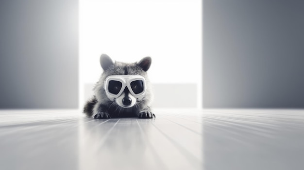 El mascarado Marauder Raccoon en un traje de Hero039s se desliza a través de las sombras con sigilo