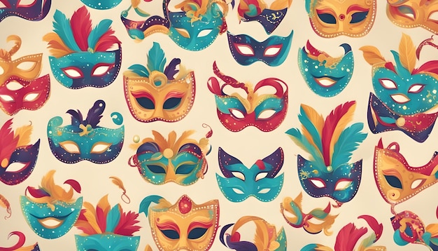 máscaras de carnaval bonitas en una cuerda