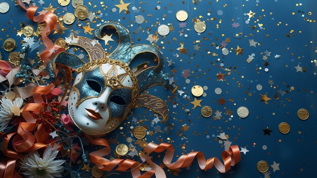 Máscaras de carnaval de colores en el mercado de Venecia, Italia