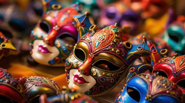 máscaras de carnaval en exhibición en una tienda de recuerdos