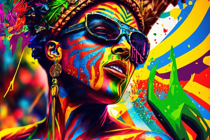 Foto máscaras de carnaval coloridas, carnaval brasileiro, confete, festividade, ia generativa