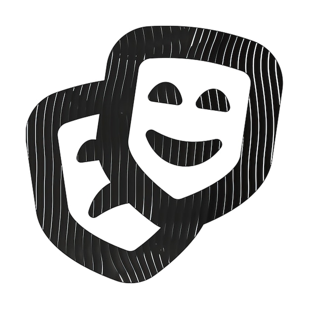 máscaras de teatro ícone linhas pretas e brancas textura