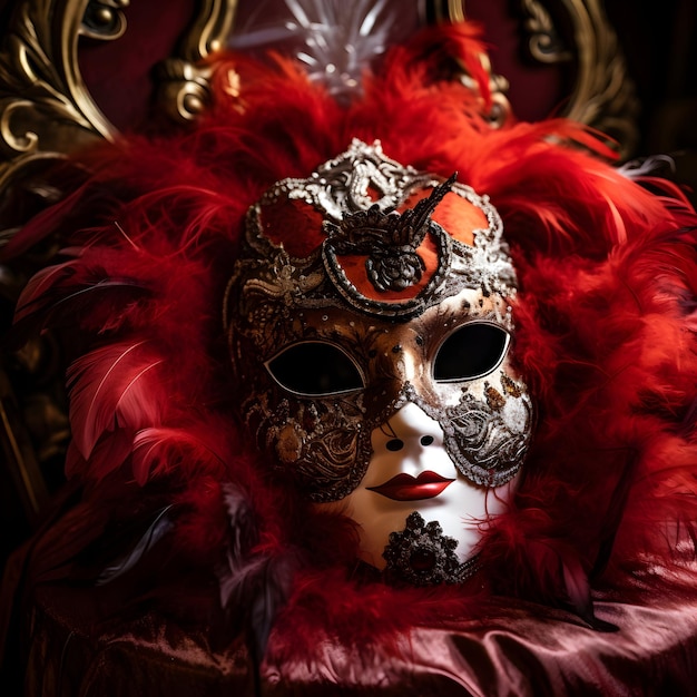 Máscaras faciales completas de Mardi Gras con plumas en los colores festivos tradicionales de Mardi gras