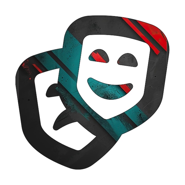 máscaras de teatro icono diagonal negro verde rojo