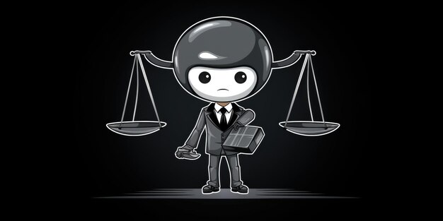 Mascota de abogado para el arte lineal del logotipo de una empresa IA generativa