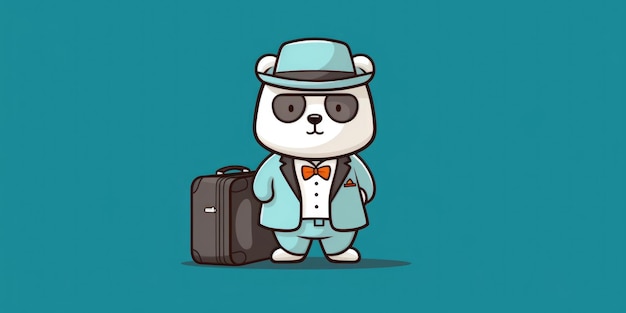 Mascota de un agente de viajes para la línea de arte del logotipo de una empresa IA generativa