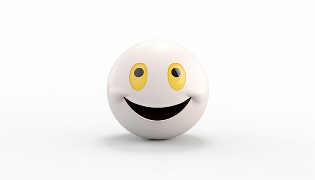 La mascota de la cara emoji en fondo blanco