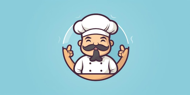 Mascota de chef para el arte lineal del logotipo de una empresa IA generativa