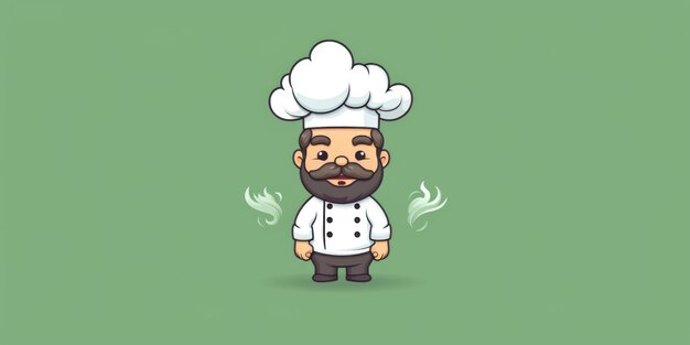 Mascota de chef para el arte lineal del logotipo de una empresa IA generativa