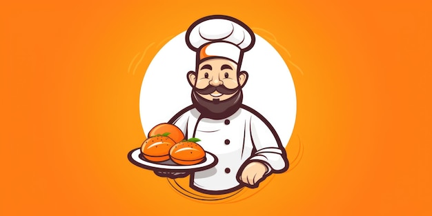 Mascota chef para el logotipo de una empresa, arte lineal, IA generativa