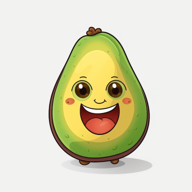 La mascota de dibujos animados del aguacate feliz