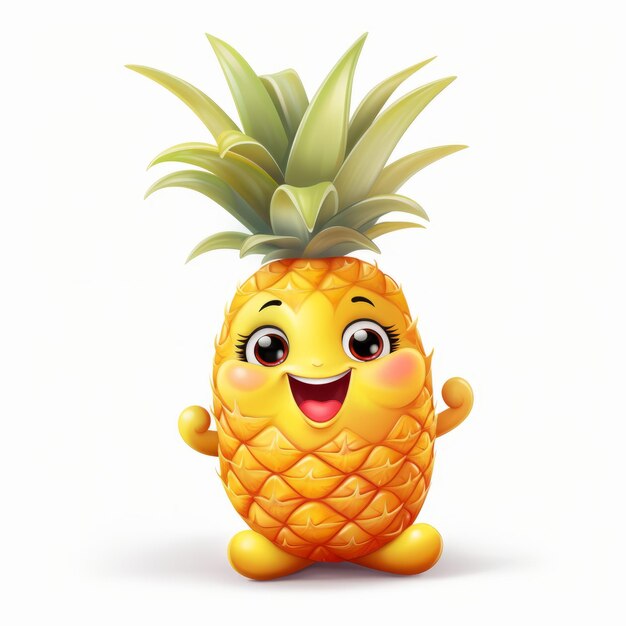 La mascota de dibujos animados de Happy Pineapple