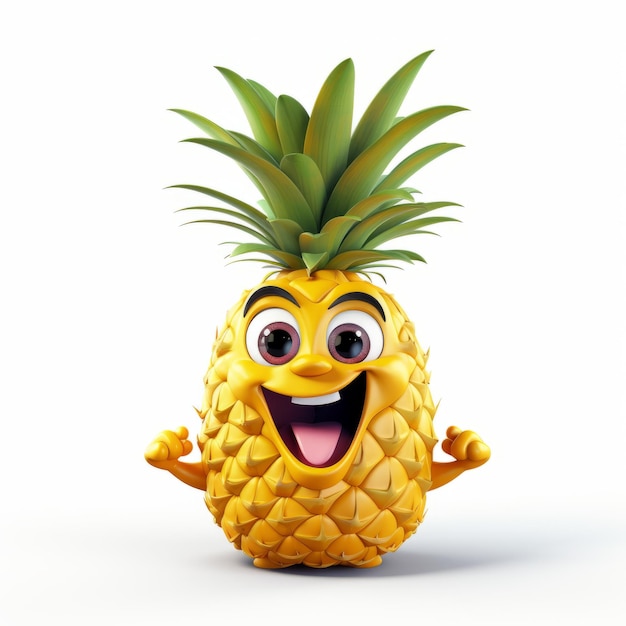 Foto la mascota de dibujos animados de happy pineapple