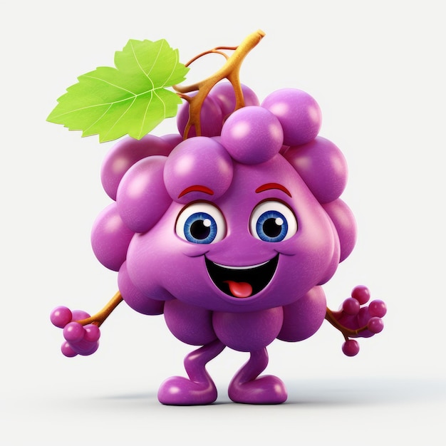 La mascota de dibujos animados de las uvas felices