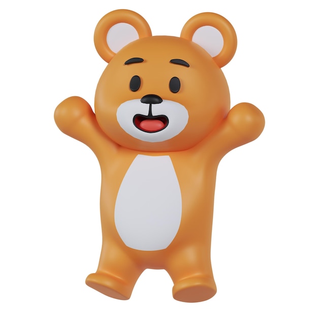 La mascota es el oso feliz que salta.