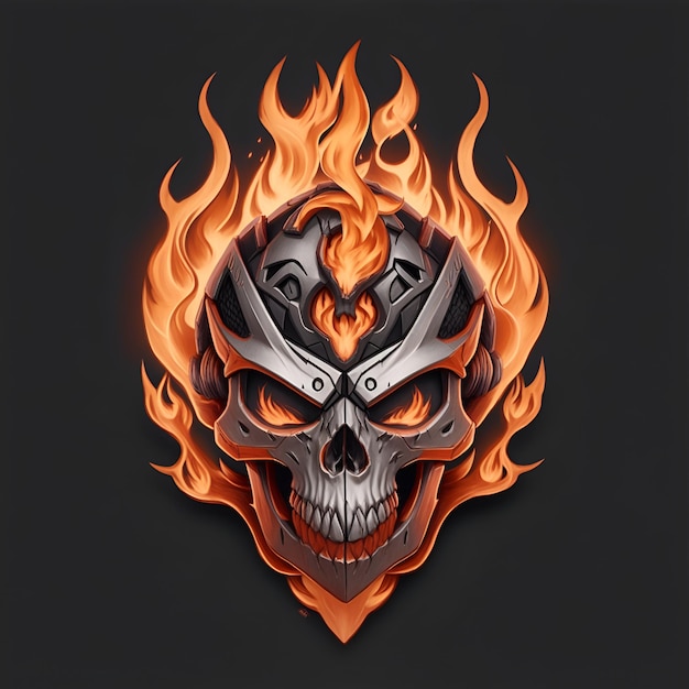 mascota de fuego de calavera y logotipo de juegos de deportes generados por IA